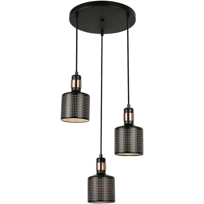 Italux Restenza - Lampada a Sospensione Moderna Nera 3 E27 - Lampada a Sospensione Italux Restenza - Lampada a Sospensione Moderna Nera 3 E27 - Lampada a Sospensione