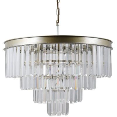 Italux Verdes - Lámpara colgante Champagne Dorado 8 luces con pantalla de cristal Italux Verdes - Lámpara colgante Champagne Dorado 8 luces con pantalla de cristal