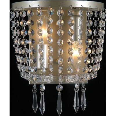 Applique Italux Cortina - Champagne 2 Luci - IP20 - Acciaio, Vetro di cristallo Applique Italux Cortina - Champagne 2 Luci - IP20 - Acciaio, Vetro di cristallo