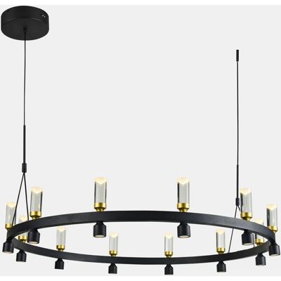 Moderní LED závěsné svítidlo Italux Almelo - Černá, Zlatá, Teplá Bílá Moderní LED závěsné svítidlo Italux Almelo - Černá, Zlatá, Teplá Bílá