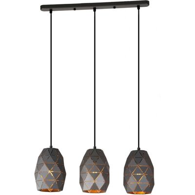 Italux Harley - Suspension Moderne - Acier, Champagne - 3 Lampes - Publicité Italux Harley - Suspension Moderne - Acier, Champagne - 3 Lampes - Publicité