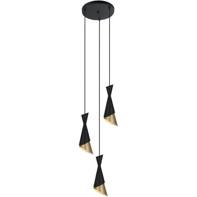 Italux Malia - Lámpara colgante moderna negra, oro 3 luces - Lámpara colgante Italux Malia - Lámpara colgante moderna negra, oro 3 luces - Lámpara colgante