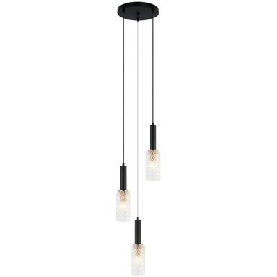 Italux Perola - Suspension Moderne Noire, Or 3 Lumières - Publicité Italux Perola - Suspension Moderne Noire, Or 3 Lumières - Publicité