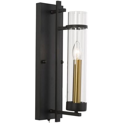 Italux Aspen Classic Wall Lamp - Wall Light, Steel & Glass, E14, Black Italux Aspen Classic Wall Lamp - Wall Light, Steel & Glass, E14, Black