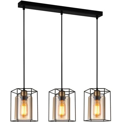 Lámpara colgante industrial Kalula - E27, 3 luces, negra Lámpara colgante industrial Kalula - E27, 3 luces, negra