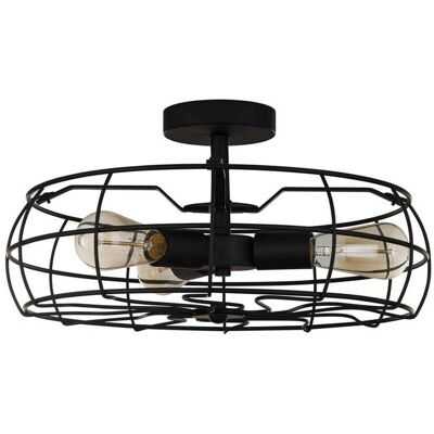 Italux Rayo - Lampe Plafond Industrielle Rétro - 3L E27 Acier Noir - Publicité Italux Rayo - Lampe Plafond Industrielle Rétro - 3L E27 Acier Noir - Publicité