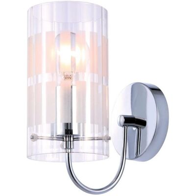 Italux Max - Lámpara de pared moderna cromada con pantalla transparente, E27 Italux Max - Lámpara de pared moderna cromada con pantalla transparente, E27
