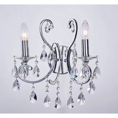 Italux Barocco Chrome - Lampada da Parete Nera 2 Luci Classica Italux Barocco Chrome - Lampada da Parete Nera 2 Luci Classica
