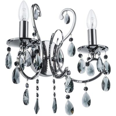 Lampada da Parete Nera Italux - 2 Luci E14 - Design Classico Lampada da Parete Nera Italux - 2 Luci E14 - Design Classico