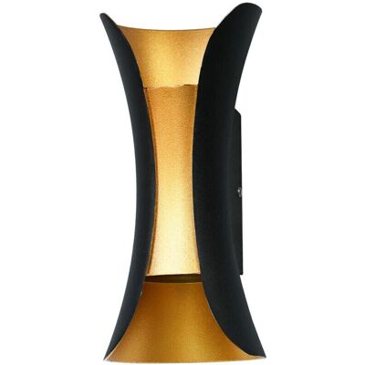Nowoczesna zewnętrzna lampa ścienna Italux Dante - Czarna i Złota - 6W Nowoczesna zewnętrzna lampa ścienna Italux Dante - Czarna i Złota - 6W