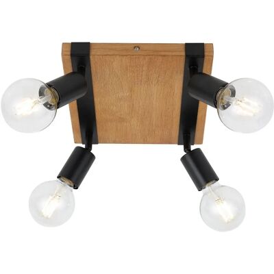 Italux Molini SPL-2079-4 Luminaire de Plafond - 4x40W E27, Noir/Bois - Publicité Italux Molini SPL-2079-4 Luminaire de Plafond - 4x40W E27, Noir/Bois - Publicité
