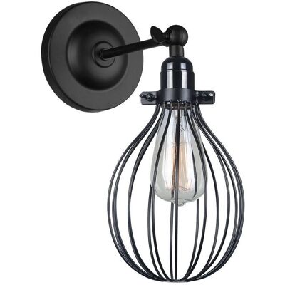 Applique da Parete Italux Lesto - Industriale Retrò Nera E27 1 Luce Applique da Parete Italux Lesto - Industriale Retrò Nera E27 1 Luce