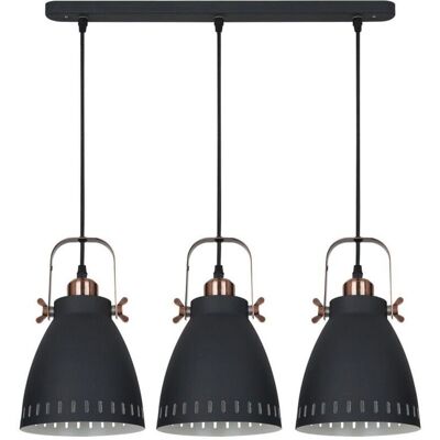 Lámpara Colgante Italux Franklin - Industrial y Retro, Grafito, Cobre Rojo, 3 Luz Lámpara Colgante Italux Franklin - Industrial y Retro, Grafito, Cobre Rojo, 3 Luz