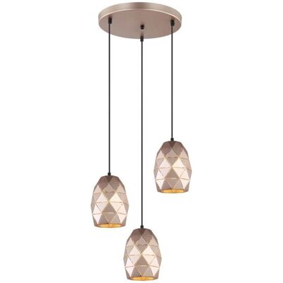 Lampada a sospensione moderna Italux Harley - 3 luci E27 acciaio Lampada a sospensione moderna Italux Harley - 3 luci E27 acciaio