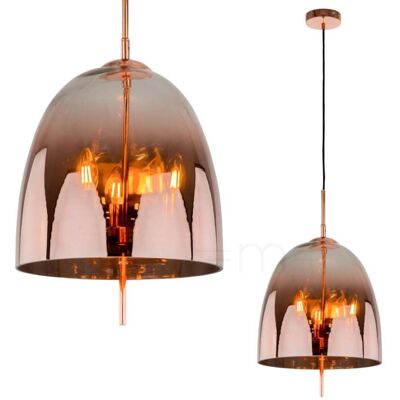 Italux Alan - Lampada a sospensione in rame - Paralume in vetro - 3 luci - 60W - IP20 Italux Alan - Lampada a sospensione in rame - Paralume in vetro - 3 luci - 60W - IP20