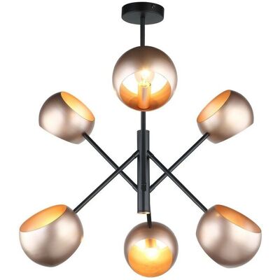 Lampada Pendente Moderna Italux Cavazza - Nero, Oro, 6 Luci, E14 Lampada Pendente Moderna Italux Cavazza - Nero, Oro, 6 Luci, E14