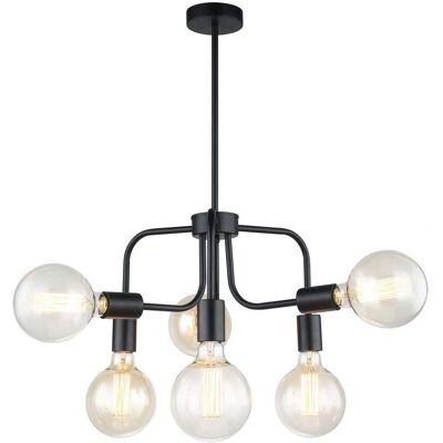 Italux Kristy - Industrial Retro Hanging Pendant Black 6 Light - Lighting Pendant Italux Kristy - Industrial Retro Hanging Pendant Black 6 Light - Lighting Pendant