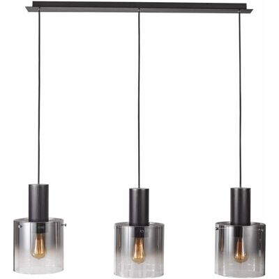 Italux Javier - Modern Pendant Light - Black, Smoky, 3 Light, Glass Shade Italux Javier - Modern Pendant Light - Black, Smoky, 3 Light, Glass Shade