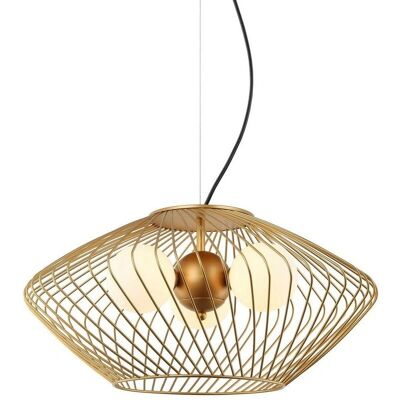 Italux Zeno - Lámpara Colgante Moderna Dorada Pantalla Blanca G9 - Lámpara de Techo Italux Zeno - Lámpara Colgante Moderna Dorada Pantalla Blanca G9 - Lámpara de Techo