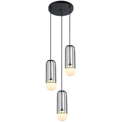 Italux Simon - Lámpara Colgante Moderna Negra 3 Luces con Pantalla - Lámpara Colgante Italux Simon - Lámpara Colgante Moderna Negra 3 Luces con Pantalla - Lámpara Colgante