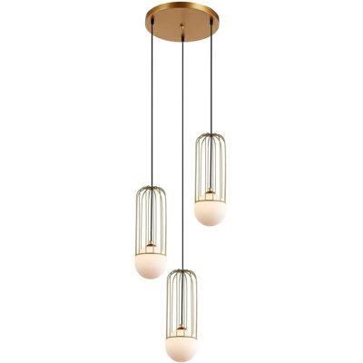 Italux Simon - Lampada a Sospensione Moderna Dorata Ombra Bianca - Luce Pendante Italux Simon - Lampada a Sospensione Moderna Dorata Ombra Bianca - Luce Pendante