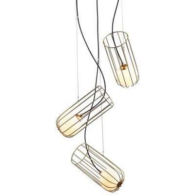 Lampada a sospensione moderna dorata con paralume bianco - Lampada a sospensione Lampada a sospensione moderna dorata con paralume bianco - Lampada a sospensione