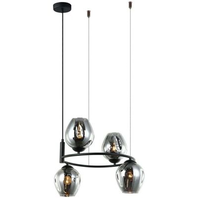 Italux Roxane - Černá závěsná lampa s kouřovým stínidlem - 4 světla E27 Italux Roxane - Černá závěsná lampa s kouřovým stínidlem - 4 světla E27