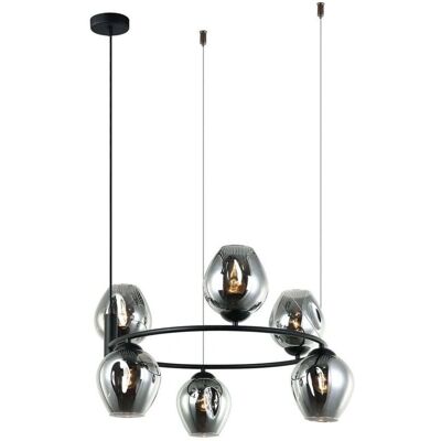 Italux Roxane - Moderní závěsná lampa černá 6 světel - Stropní svítidlo Italux Roxane - Moderní závěsná lampa černá 6 světel - Stropní svítidlo