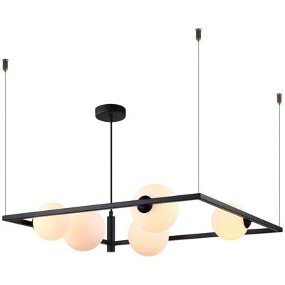 Italux Gareth - Lámpara Colgante Negra con Pantalla Blanca - 5 Luz G9 Italux Gareth - Lámpara Colgante Negra con Pantalla Blanca - 5 Luz G9