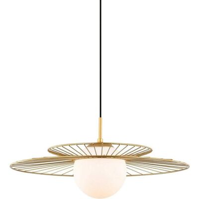 Italux Sarah - Modern Hanging Pendant Gold White Shade E27 - Pendant Light Italux Sarah - Modern Hanging Pendant Gold White Shade E27 - Pendant Light