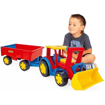Wader Gelber Großtraktor mit Anhänger - Spielzeugtraktor Wader Gelber Großtraktor mit Anhänger - Spielzeugtraktor