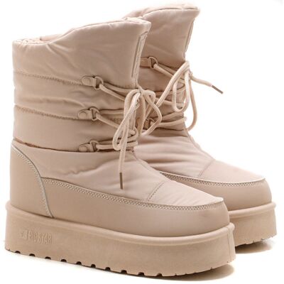 Damskie kremowe buty zimowe na platformie Big Star z zamkiem - Buty Damskie kremowe buty zimowe na platformie Big Star z zamkiem - Buty
