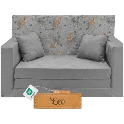 Canapé pliable pour enfants gris avec cerfs - FLUMI - Publicité Canapé pliable pour enfants gris avec cerfs - FLUMI - Publicité