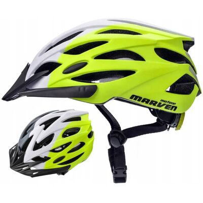 METEOR - MARVEN - 58-61 cm - szary/biały/limonkowy - Kask rowerowy METEOR - MARVEN - 58-61 cm - szary/biały/limonkowy - Kask rowerowy