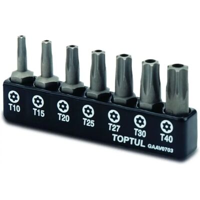 TOPTUL Juego de 7 puntas TORX Tamper - Puntas de destornillador TOPTUL Juego de 7 puntas TORX Tamper - Puntas de destornillador