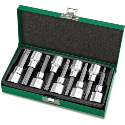 Ensemble de douilles TOPTUL GAAD0906 - 9 pièces, 1/2 pouce, Torx, acier chrome-vanadium Ensemble de douilles TOPTUL GAAD0906 - 9 pièces, 1/2 pouce, Torx, acier chrome-vanadium
