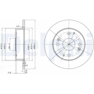 DELPHI Hinterrad-Bremsscheibe - 2 Stück, 260mm, 10mm, Komplettset DELPHI Hinterrad-Bremsscheibe - 2 Stück, 260mm, 10mm, Komplettset