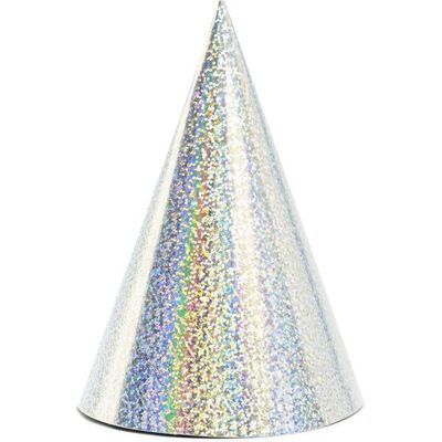 PartyDeco Partyhut - Silber holografisch, 6-pack PartyDeco Partyhut - Silber holografisch, 6-pack