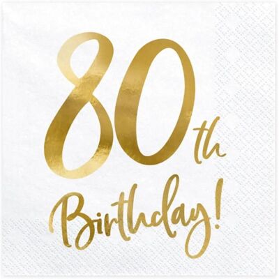 Pricenet 80. Geburtstag weiße & goldene Servietten - Servietten Pricenet 80. Geburtstag weiße & goldene Servietten - Servietten