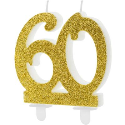 PartyDeco - 60th Anniversary Gold Candle - 7.5cm - Candle - Publicité PartyDeco - 60th Anniversary Gold Candle - 7.5cm - Candle - Publicité