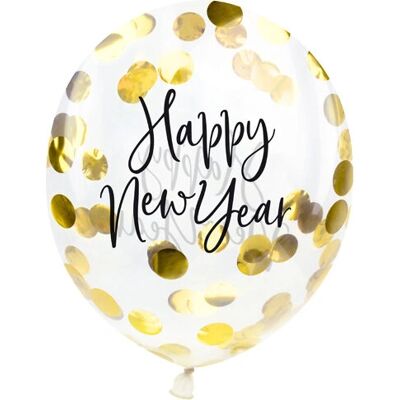 PartyDeco Šťastný Nový Rok Konfetti Balónky - 3 ks. PartyDeco Šťastný Nový Rok Konfetti Balónky - 3 ks.