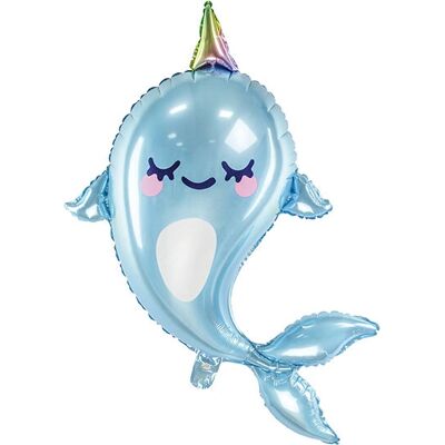 PartyDeco Ballon en feuille Narval - Bleu - Décoration de fête - Publicité PartyDeco Ballon en feuille Narval - Bleu - Décoration de fête - Publicité