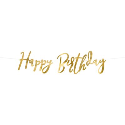 PartyDeco Gold Geburtstag Banner - 16,5x62cm Partydekoration PartyDeco Gold Geburtstag Banner - 16,5x62cm Partydekoration