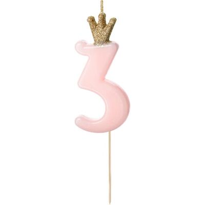 Pricenet - Birthday Candle 3 - Lichtroze - 9.5 cm - Kaars Pricenet - Birthday Candle 3 - Lichtroze - 9.5 cm - Kaars