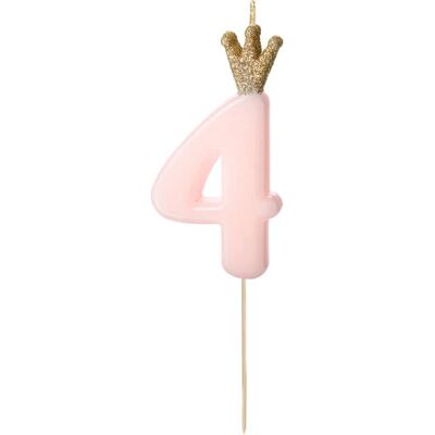 Pricenet - Number 4 - lichtroze - Verjaardagskaars Pricenet - Number 4 - lichtroze - Verjaardagskaars