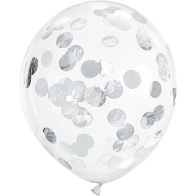 PartyDeco BK12-3-018-6 Silber Konfetti Ballon - Ballon PartyDeco BK12-3-018-6 Silber Konfetti Ballon - Ballon