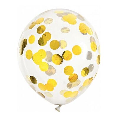 PartyDeco BK12-3-019-6 Gold Konfetti Ballons - 30cm, 6er Pack PartyDeco BK12-3-019-6 Gold Konfetti Ballons - 30cm, 6er Pack