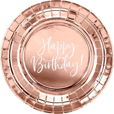 PartyDeco Roségold Geburtstagsplatten - 6 Stück PartyDeco Roségold Geburtstagsplatten - 6 Stück