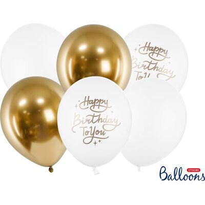 PartyDeco Weiß Gold 30cm Latex Ballons - Partydekoration PartyDeco Weiß Gold 30cm Latex Ballons - Partydekoration