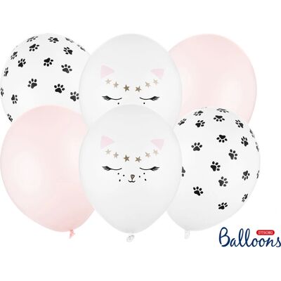 PartyDeco SB14P-306-000-6 Ballon Chat Blanc Rose Décoration de Fête - Publicité PartyDeco SB14P-306-000-6 Ballon Chat Blanc Rose Décoration de Fête - Publicité